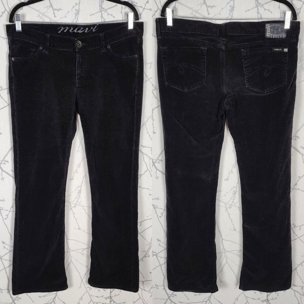 Mavi Black Cotton Corduroy Low Rise Zoe Bootcut Jeans
